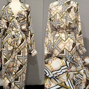 Fashionnova Printed Chiffon Midi Dress